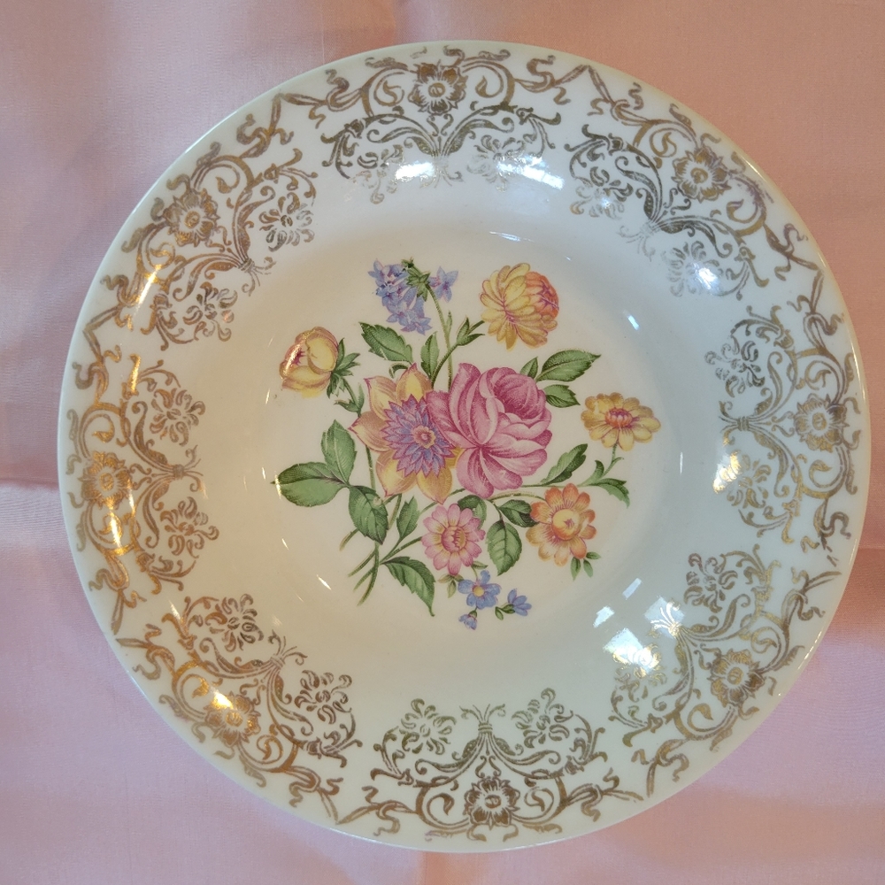 Vintage Dish ~ Knowles Rimmed Fruit/Dessert (Sauce) Bowl ~ Shabby Chic ~